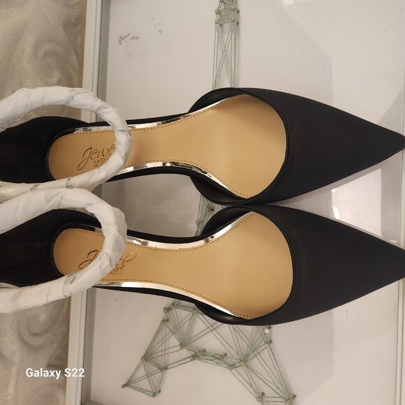 Jewel Badgley Mischka " Robles" Black Satin Kitten Heels. NIB. Size 6 - Picture 7 of 14